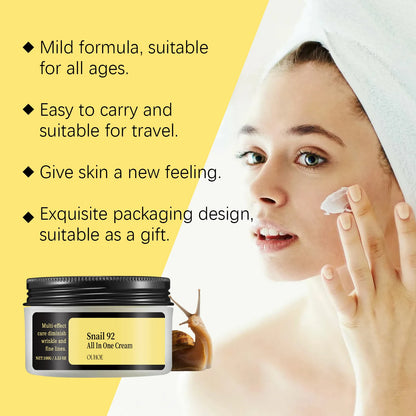Esencia/Limpiador/Crema hidratante, suavizante y nutritiva de la cosmética coreana para el rostro y el contorno de ojos.