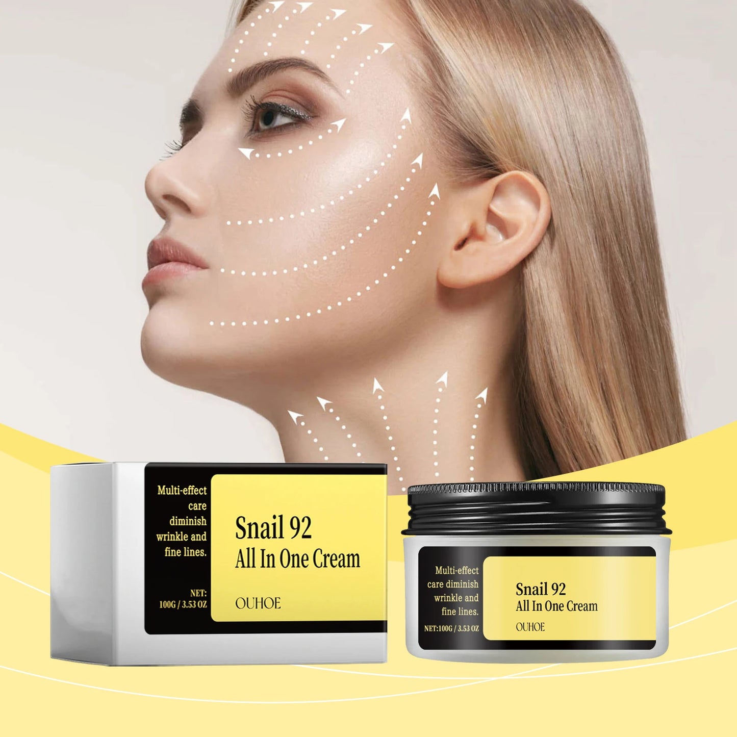 Esencia/Limpiador/Crema hidratante, suavizante y nutritiva de la cosmética coreana para el rostro y el contorno de ojos.