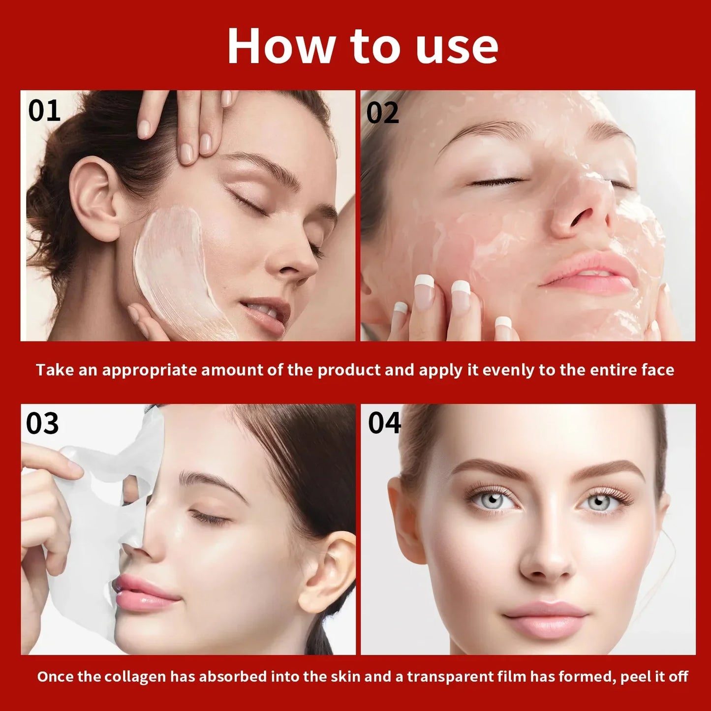 Real Collagen Fit, Mascarilla Envolvente de Colágeno, Colágeno 670.000 ppm, Mascarilla Facial Peel-Off para elasticidad, Hidratación, Luminosidad, Piel de Cristal
